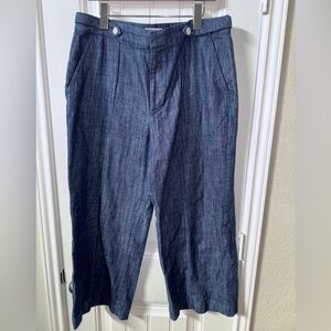 Loft outlet Stylish Blue Denim cropped Pants high rise wide leg crop